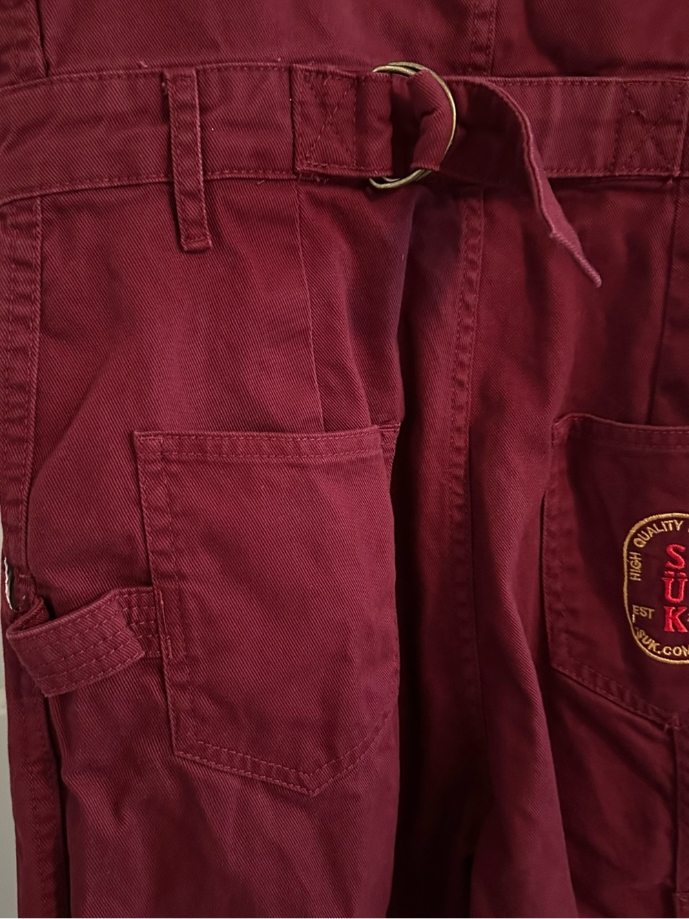 SUK Workwear Yard Suit Women's Size 10 Burgundy Zip-Front 100% Cotton Overalls - Picture 9 of 16